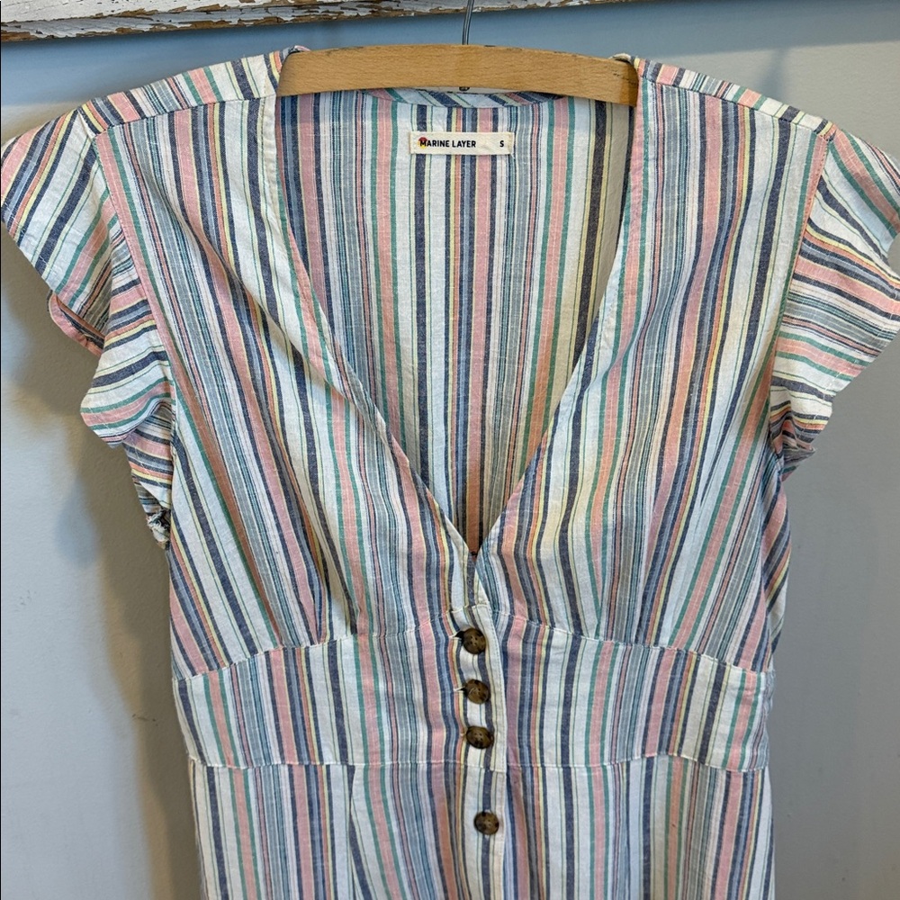 Marine Layer Camila Midi Dress muted stripe Size Small - Picture 5 of 10